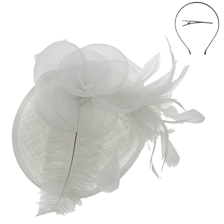 SP Sophia Collection - Wholesale Fascinator Hat - Women's - Large Organza Flower w/ Feathers Sinamay Mesh Fascinator13