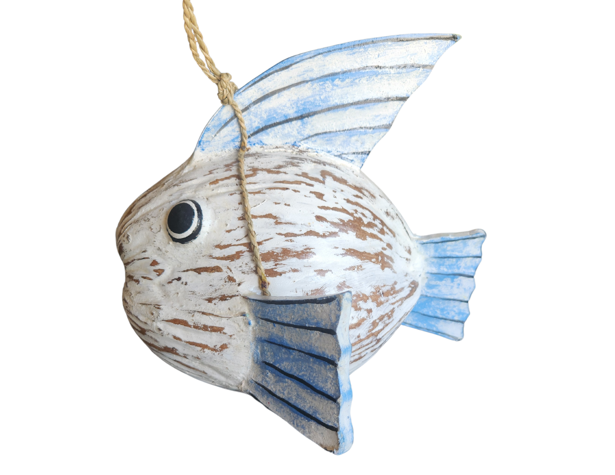 White Elephant - Wholesale Sculpture - Hand Carved Coconut FISH Table Top Art Carving 6