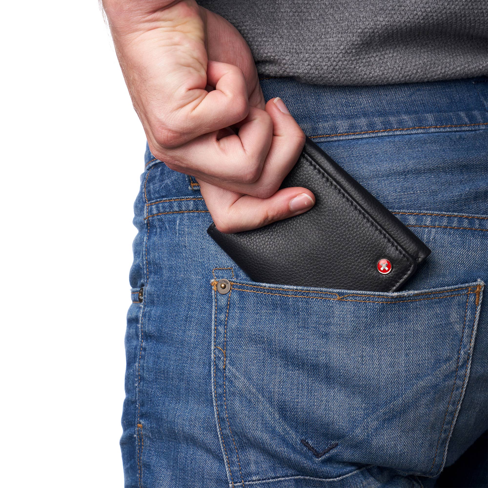 Alpine Swiss – wholesale Wallet - Men’s – Mens Leon Trifold Wallet RFID Safe Bifold Genuine Leather ID2