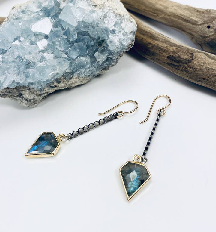 Laura J Designs - Wholesale Dangle Earrings - Oxidized Geometry Earrings0