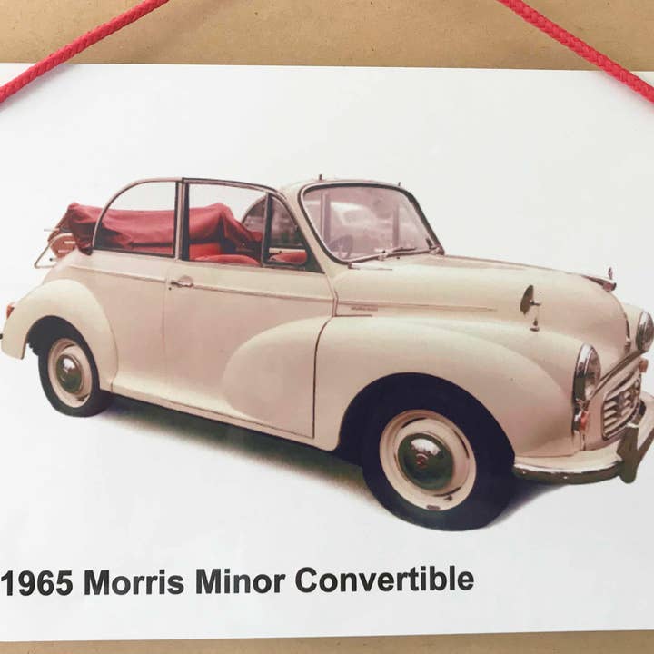Morris Minor Convertible 1965 (Cream) - Plaque (8.25x5.75in) for wholesale by Witherden's Workshop