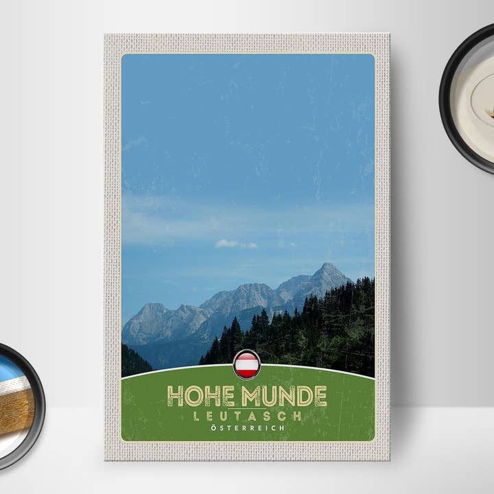 Femer - Wholesale Sign - Travel wooden sign 12x18cm Hohe Munde Leutasch Austria1