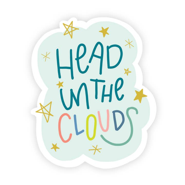 Söt trendig Dreamer Tema Vinylklistermärke - Head in the Clouds för wholesale av funday goods