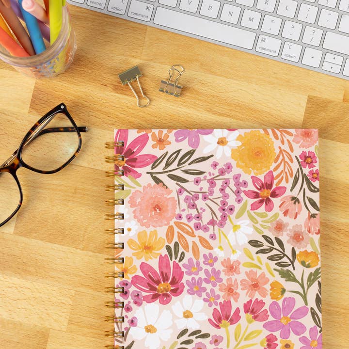 Elyse Breanne Design - Wholesale Notebook - Primrose Petals 7x9 Hardcover Spiral Notebook0