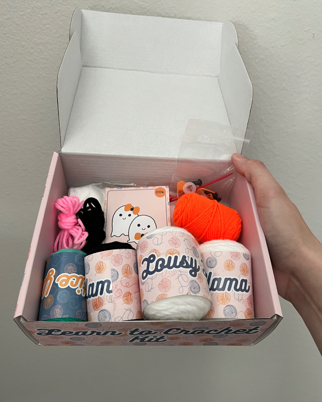 Lousy Llama Creations - Wholesale Knitting/Crochet Supplies - Learn to Crochet Beginner Ghost Crochet Kit2