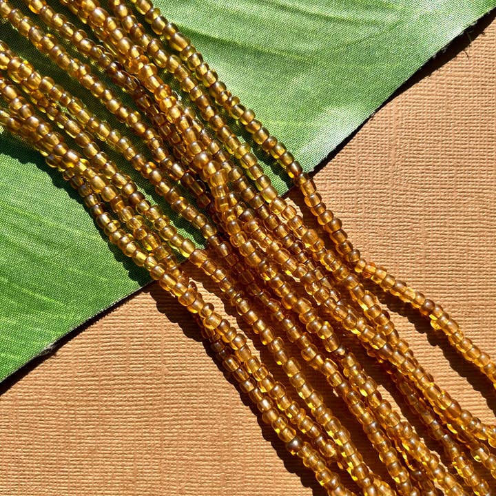 Fios longos de vidro indonésio - mel, 5 fios por atacado de Bead Goes On