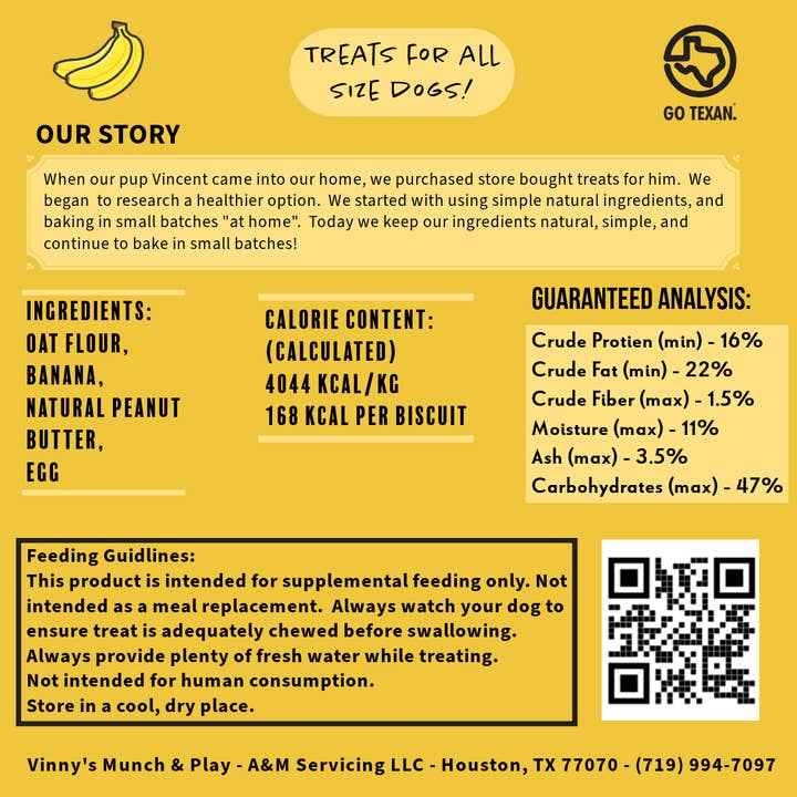 Vinny's Munch & Play – wholesale Pet biscuits – Dog – Banana Peanut Butter Dog Biscuit 2