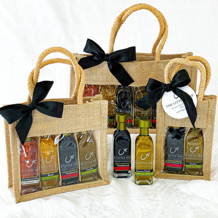 Gift Sampler Sets Jute bags for wholesale by The Little Shop Of Olive Oils