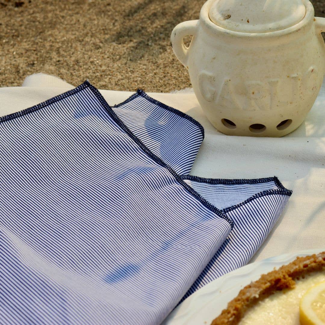 Next Chance - Wholesale Dinner & Cloth Napkin - Ensemble de 2 serviettes de table - Bleu rayé1