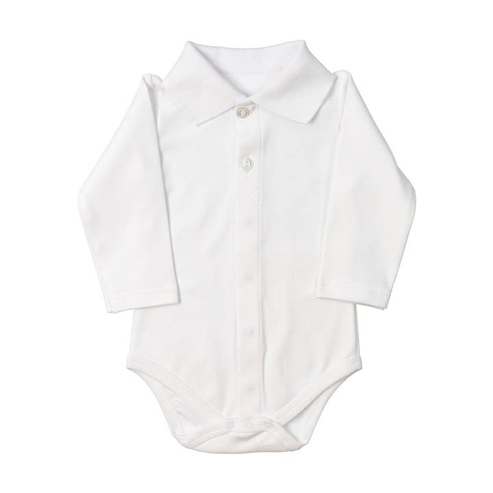 Cotton Baby Bodysuit Onesie with White Polo-Style Collar and other Purchase Wholesale plain white onesies. Free Returns & Net 60 Terms on Faire trending on Faire.