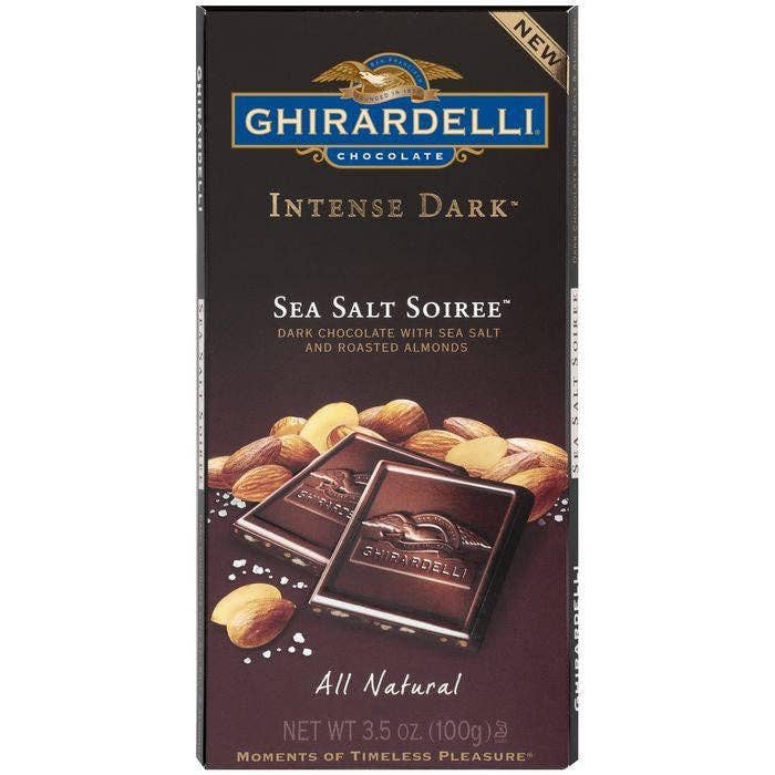 KeHE Distributors, LLC - Wholesale Chocolate Bar - Ghirardelli Chocolate Intense Dark Sea Salt Soiree Chocolate 3.5 Oz Bar (Pack of 12)0