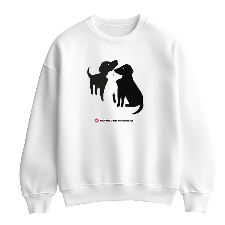 3 Dogs Friends Unisex White Sweatshirt for wholesale by Motiva Gifts
