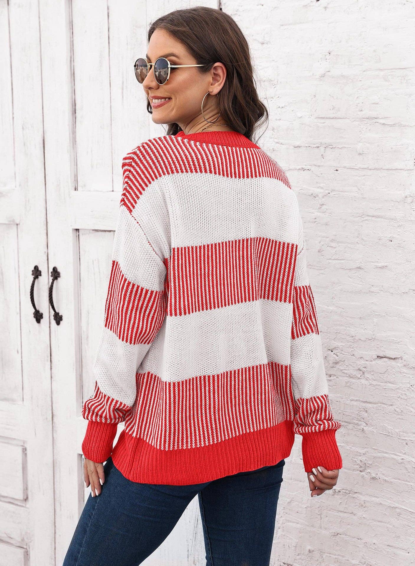 Suhkasana - Wholesale Knit Sweater - Women's - Plus Size Colorblock Striped Sweater | Cozy Fall/Winter Knit18