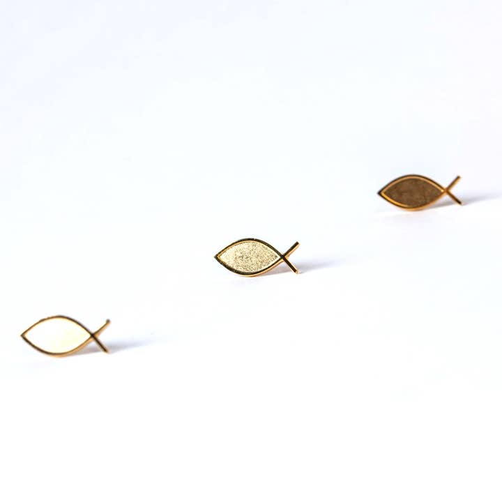 Swanson Christian Products - Wholesale Lapel Pin/Button - Lapel Pin Christian Fish - Gold - 6pk