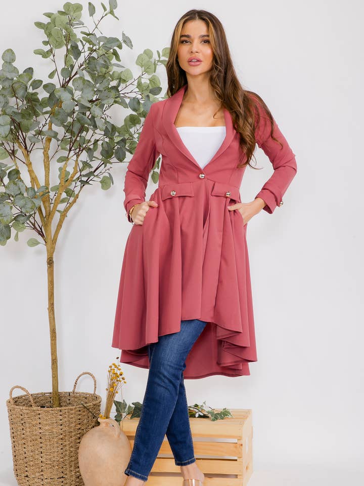 HH744R-S Crepe Hi-lo Cardigan for wholesale by H&H Fashion Inc.