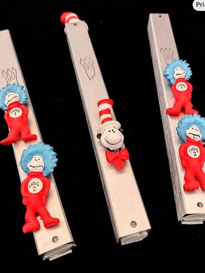 Cat in the Hat Mezuzah Case for wholesale by Eclectic Judaica