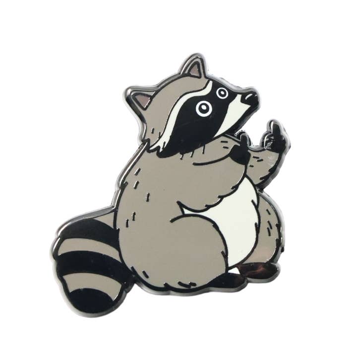 Raccoon Middle Finger | Funny Enamel Pin for wholesale by Sleazy Greetings