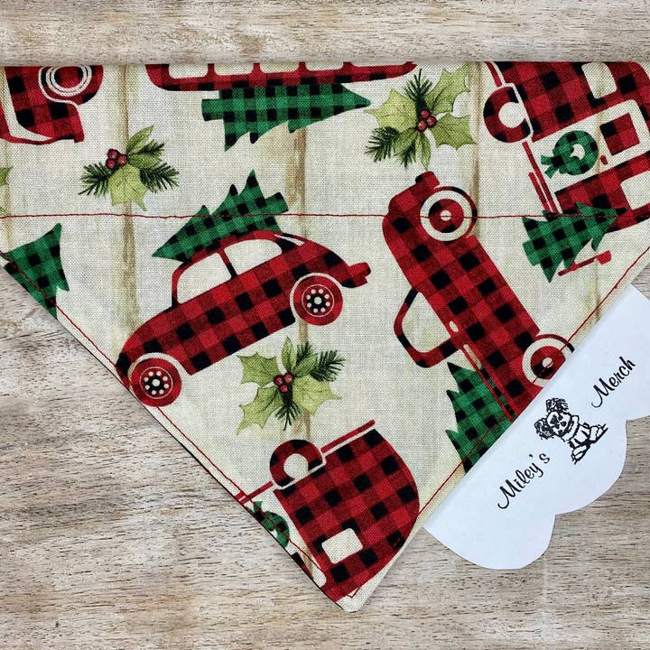 Över kragen hund Bandana, Vändbar hund Bandana, Camper Vans & Buffalo Plaid för wholesale av Miley’s Munchies