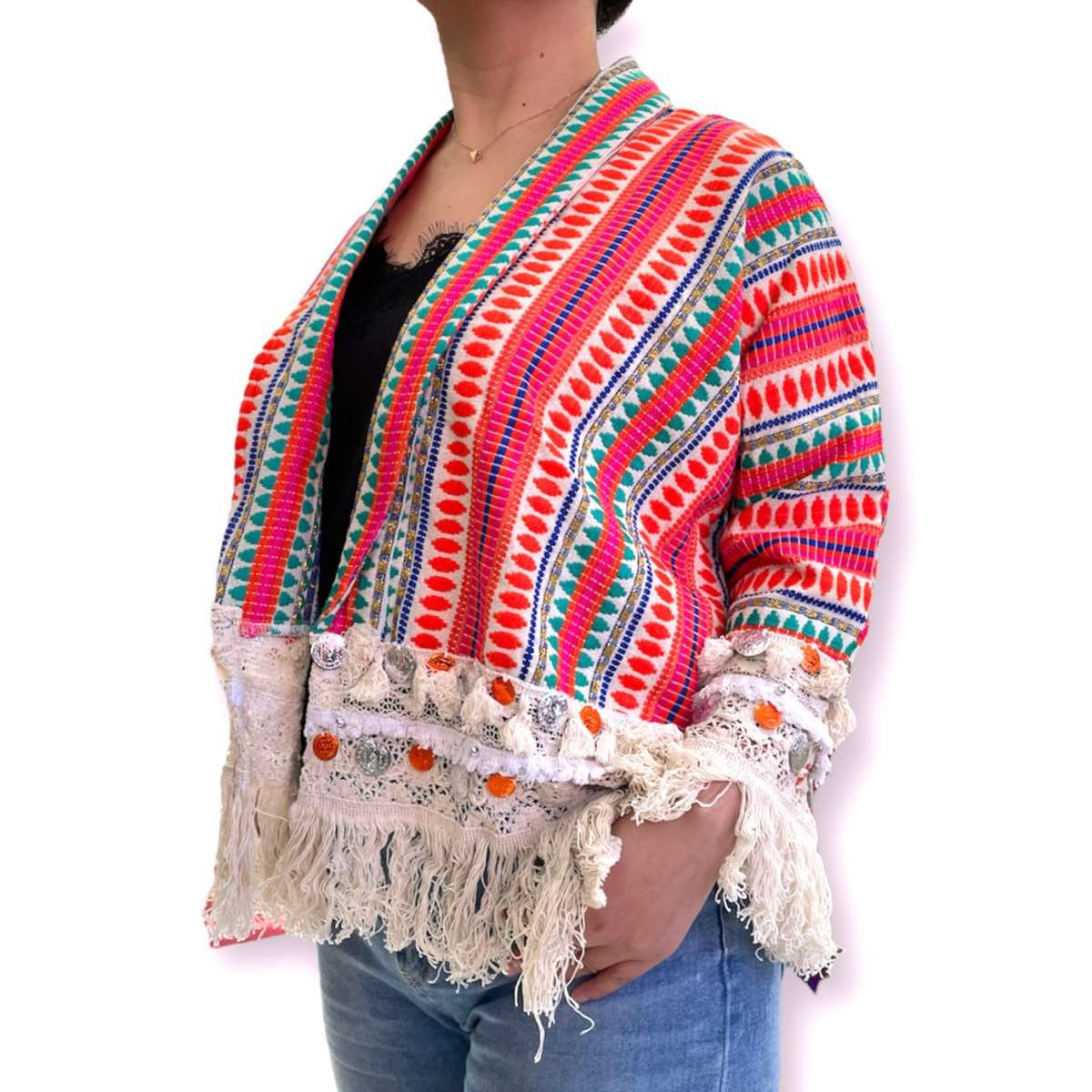 Flerfarvet sortiment Boho Chic bomuldsjakke til kvinder - afslappet stil for engroshandel på Faire2