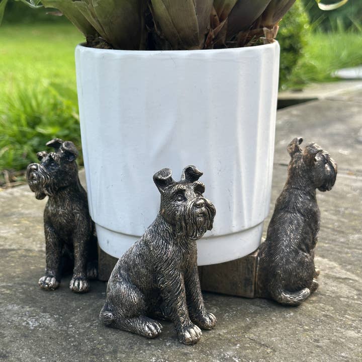 SET of 3 Schnauzer Dog shaped Plant Flower Pot Stands for wholesale by Animal Crackers