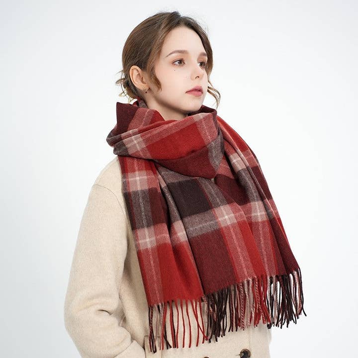 ShieldChic - Wholesale Scarf – Women's - Plaid Fringe Shawl Scarf3