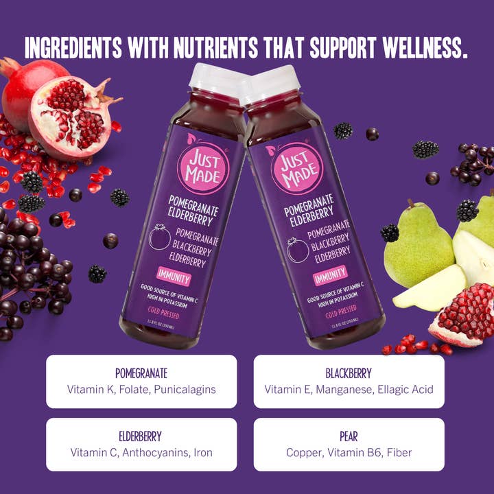 Just Made Foods - Wholesale Wellness Juice/Tonic - Pomegranate Elderberry1