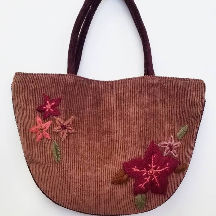 Ricki designs - Wholesale Tote Bag - Women's - CORDROY YARN EMBROIDERY TOTE0