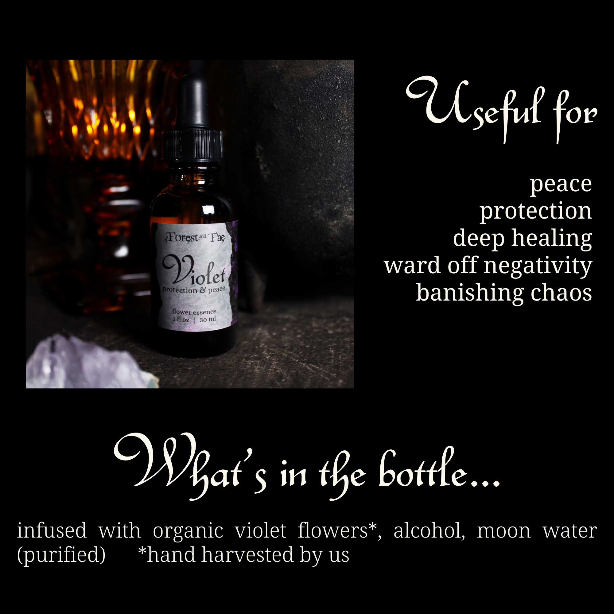 of Forest and Fae - Vente Accessoire de méditation - Protection et paix • Essence de fleur de violette pour une guérison en profondeur2