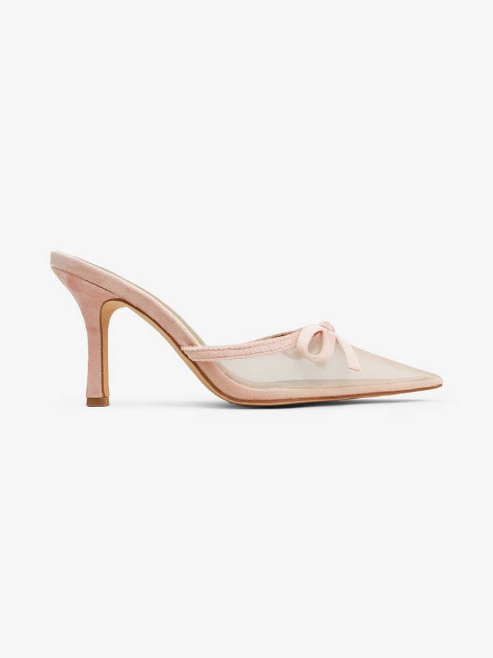 Lemonade Shoes - Wholesale High Heels - Women's - LAVON - Vintage Mesh Mule Pumps with an Elegant Bow