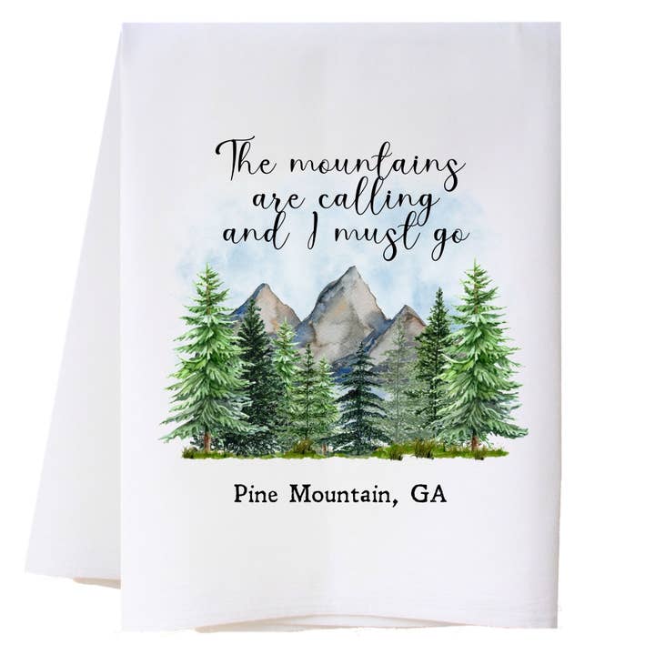 The Mountains Are Calling Kitchen Towel for wholesale by Cora & Pate