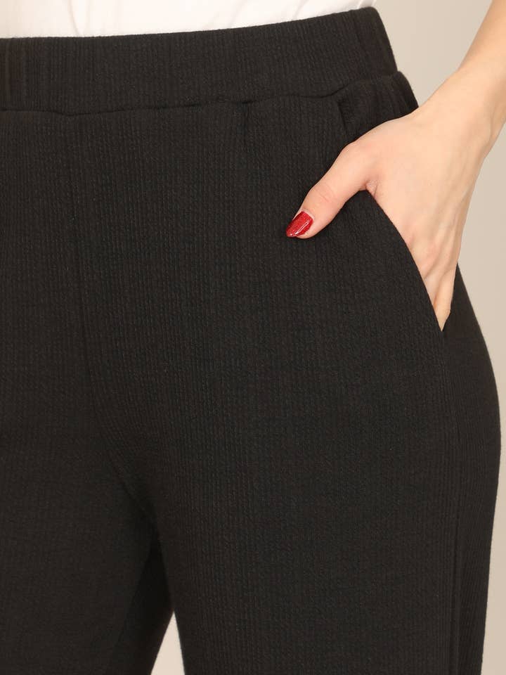 MYS Wholesale Inc - Wholesale Pants - Women's - Wide-Leg High-Waist Black Knit Pants2