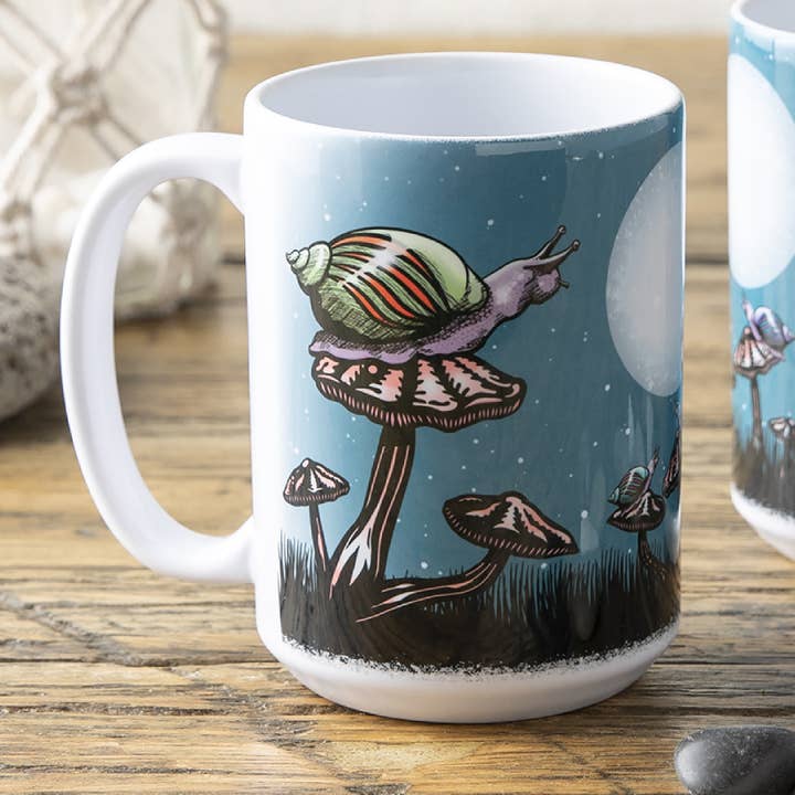 Two Little Fruits - Wholesale Coffee Mug - Snail Illustrated Ceramic Mug – Vibrant 15oz0