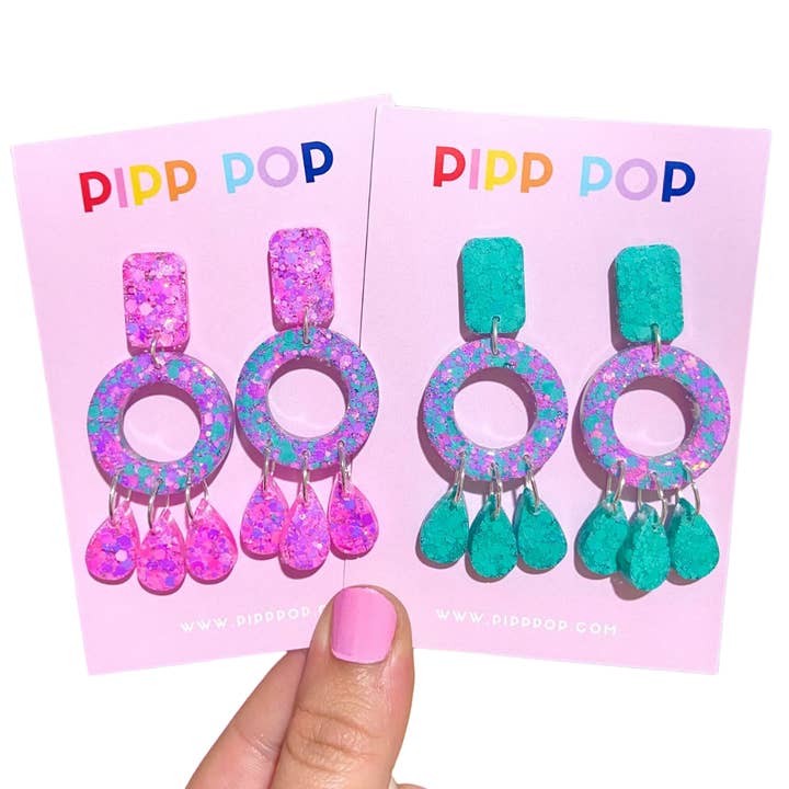 Aria Glitter Dangles - Mint To Be - 3 Styles available for wholesale by Pipp Pop