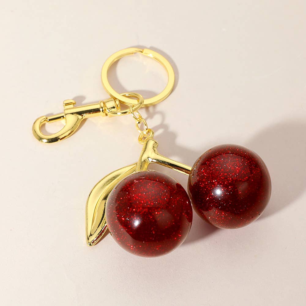 Sensibling Corp. - Wholesale Keychain - Women's - Glittered Cherry Keychain / Bag Charm