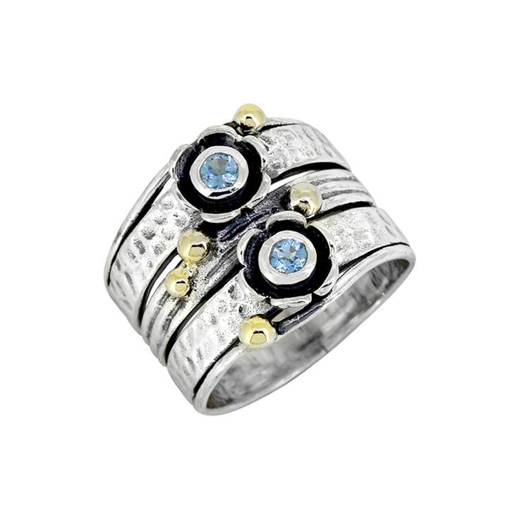 Tiramisu - Wholesale Cocktail/Statement Ring - 925 Silver London Blue Topaz Bloomline Echo Statement Ring5