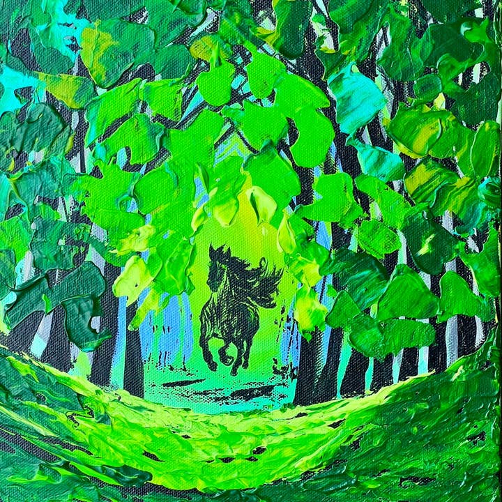 Peinture Évasion Lumineuse – Toile Galerie Enveloppée 14"x11" pour la vente par Toronto Art Gallery