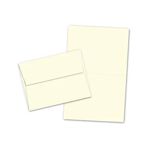 Couleur crème vierge | Ensembles de cartes de vœux pliantes - 50 cartes et 50 enveloppes (A7) pour la vente par Fine Cardstock