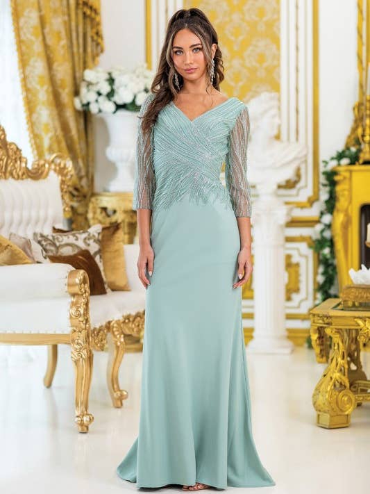 Elegant Long Sleeve Prom Dress with Intricate Bead for wholesale by Dancing Queen Dress