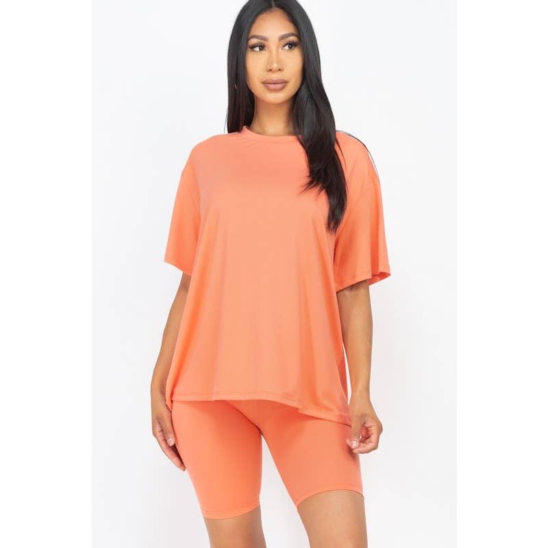 Paperdoll - Venta al por mayor Conjuntos de top y pantalón corto (NO para estar en casa) - Mujer - Conjunto de camiseta holgada de ajuste suelto y pantalones cortos de ciclismo12