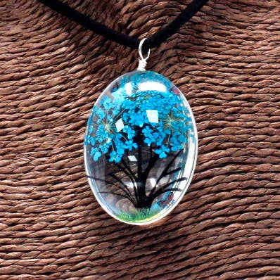 Ancient Wisdom - Wholesale Jewelry Set - Pressed Flowers - Tree of Life set - Teal2