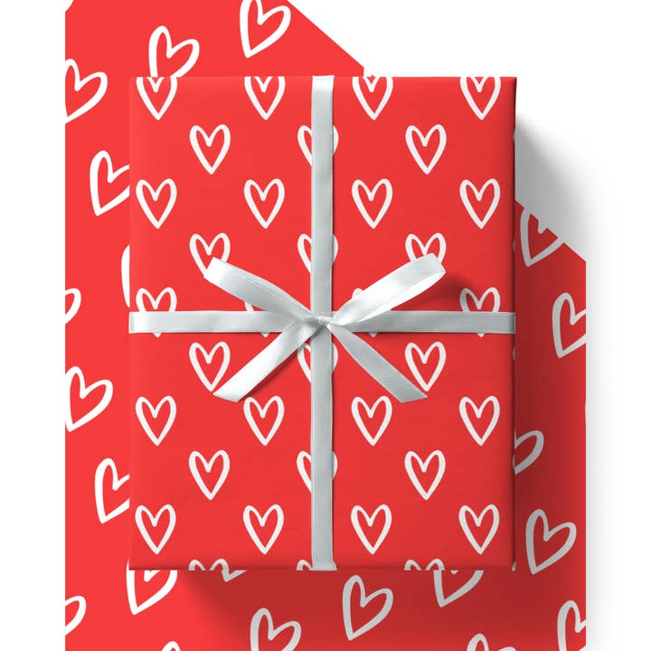 Red Love Hearts Eco Friendly Wrapping Paper Sheets for wholesale by Eco Wrap