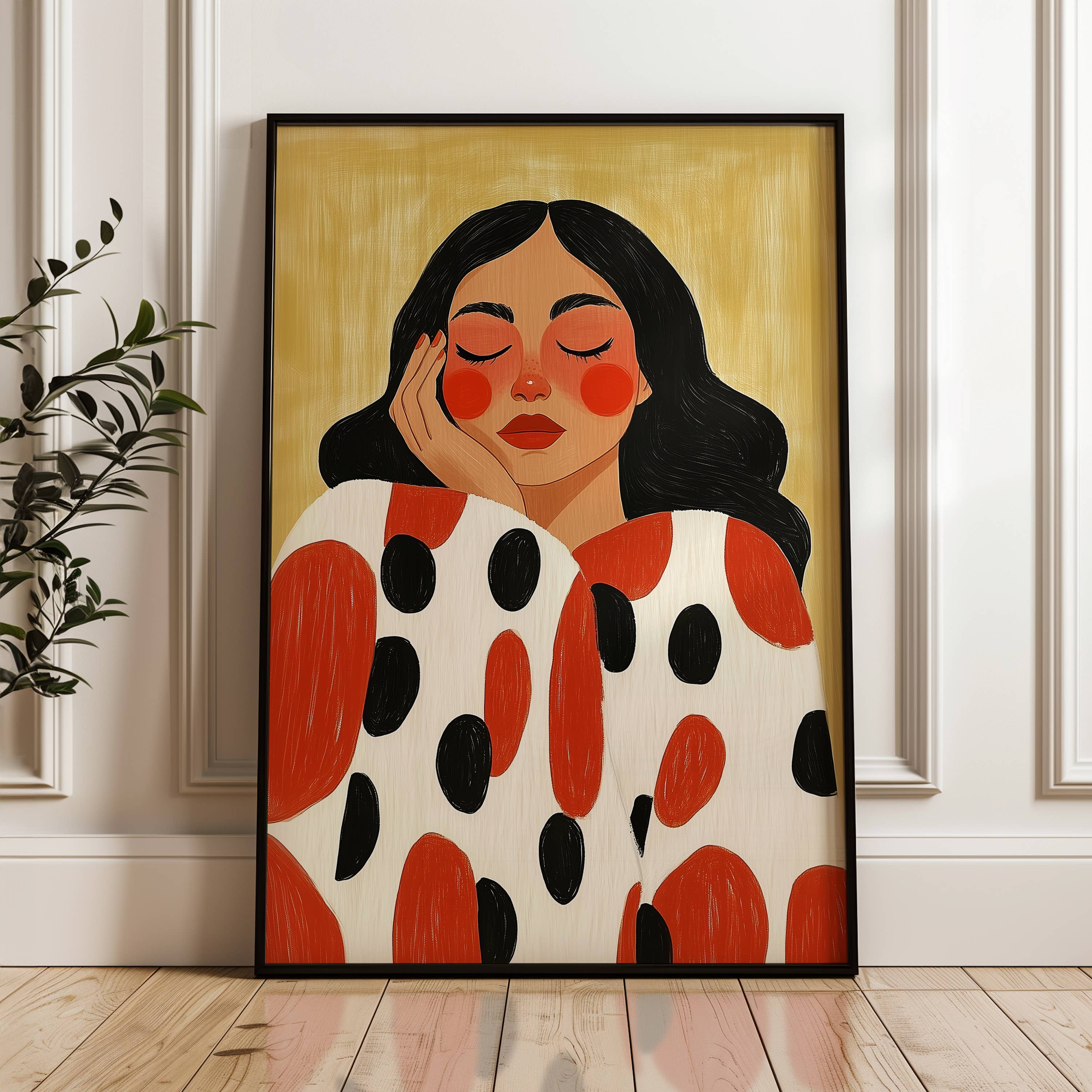 IuliiaArtPrints - Wholesale Art Print - Scandinavian Modern Print – Calm Woman in Graphic Dots Art6