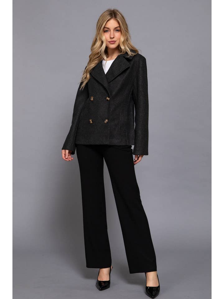 Active Basic | Active USA - Wholesale Peacoat - Women's - Long Sleeve Soft Felt Short Peacoat24