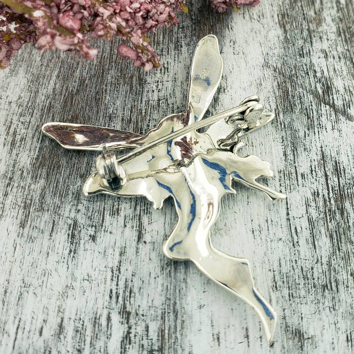 Silver Insanity – wholesale Brooch – Sterling Silver Large Detailed Fairy Faery Pin Brooch2
