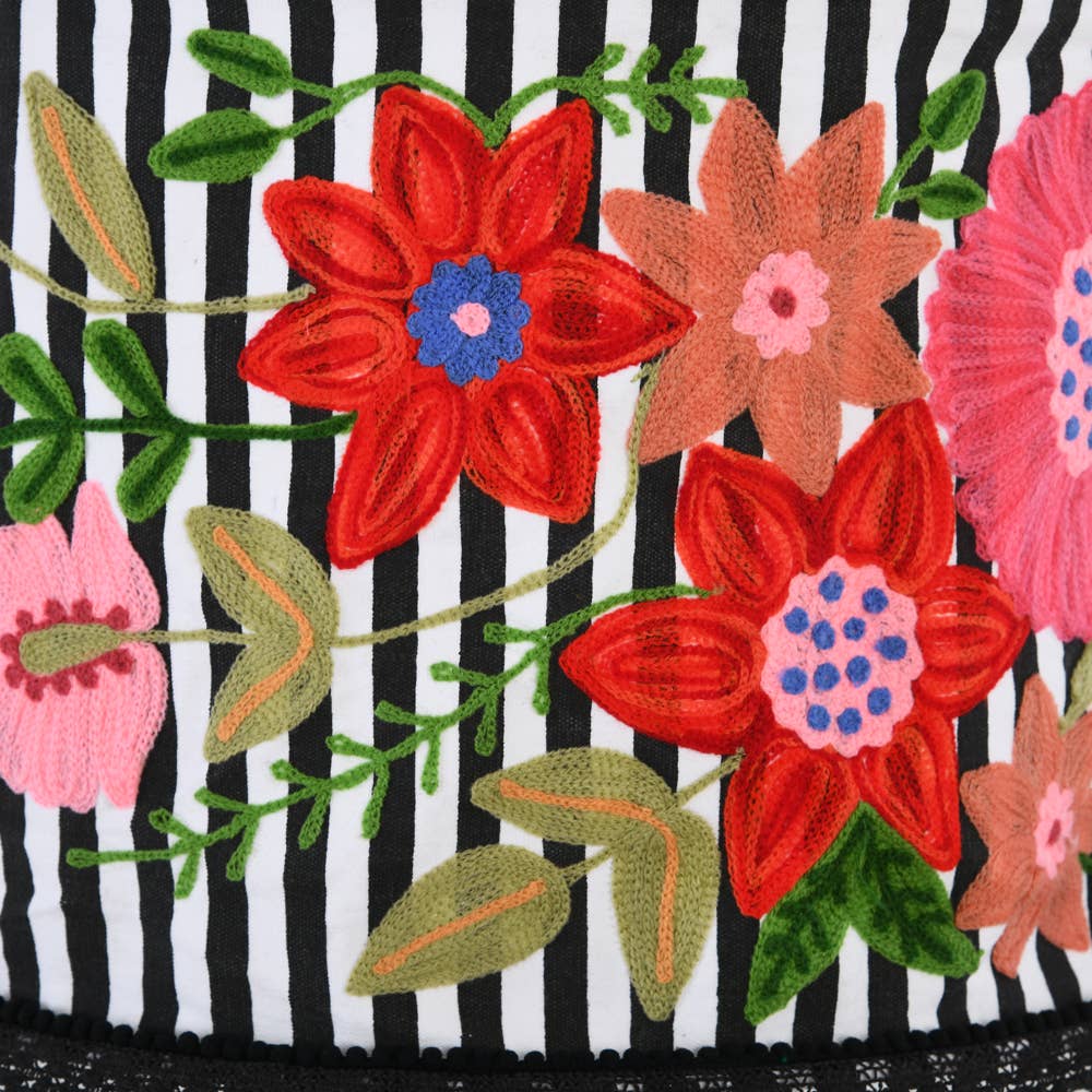 Karma Living - Wholesale Lamp Shade - Set of 2 Collapsible Embroidered with Black PP Lampsha 18X102