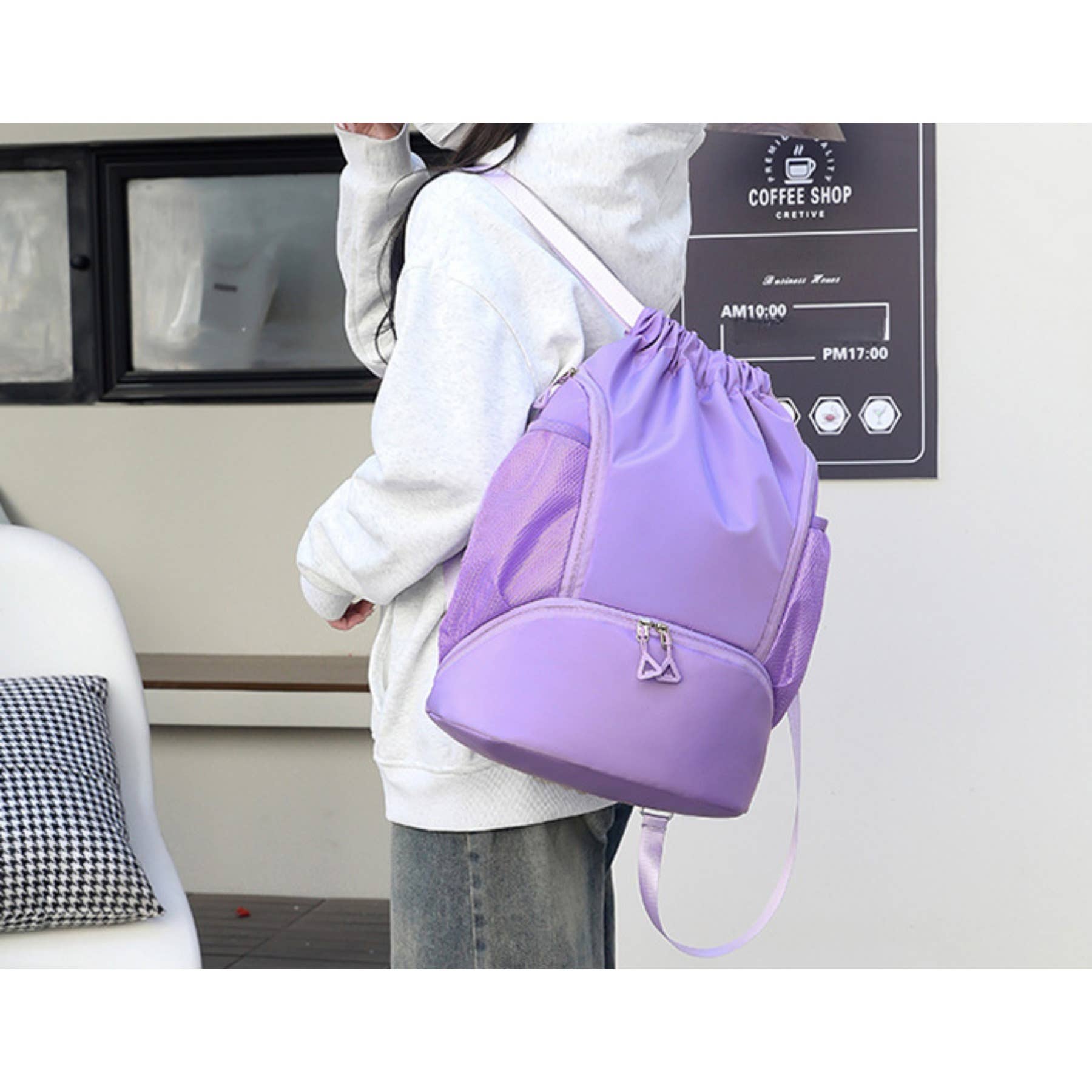 wandf - Wholesale Backpack – Women's - Fashion Drawstring Backpack Gym Bag with Shoes Compartment19
