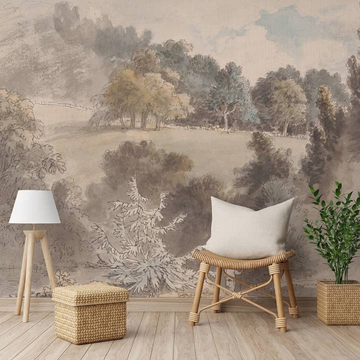 SimurgWallArts - Wholesale Wallpaper - Vintage Panoramic Forest Mural, Peel and Stick Wallpaper12