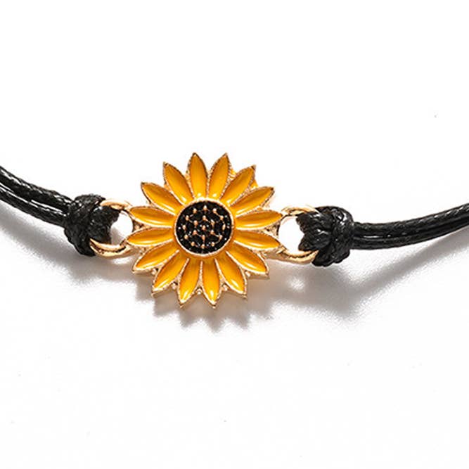 Yellow Sun Flower Braided Bracelets YWYP006 for wholesale on Faire2