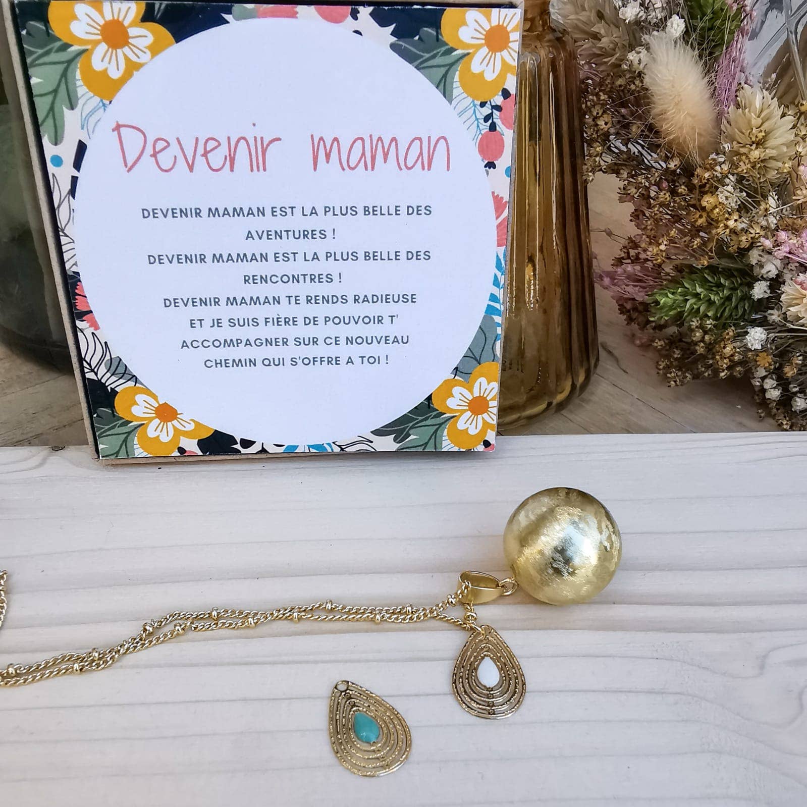 à mes copines - Wholesale Pendant/Charm Necklace - Gold Plated Pregnancy Bola with Enamel Drop3