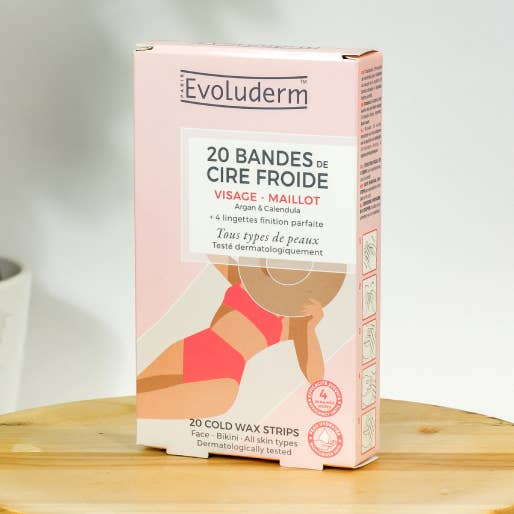 Evoluderm - Wholesale Body Hair Removal Product - 20 Cold Wax Hair Removal Strips - Face & Swimsuit0